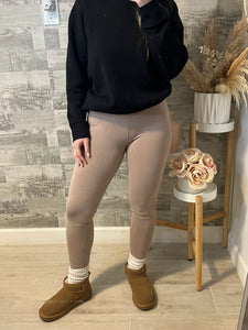 Khaki Cotton Full Length Leggings