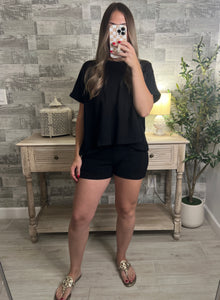Cotton Slub Oversized Tee Black