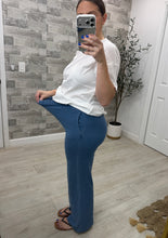 Load image into Gallery viewer, Denim Wash Elastic Wide Leg Lounge Pants
