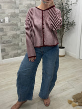 Load image into Gallery viewer, Wine of a Time Stripe Cardigan Top
