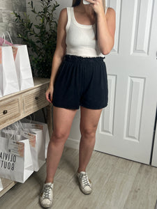 Acid Wash Black Shorts