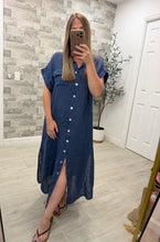 Load image into Gallery viewer, Hannah Denim Blue Linen Dress
