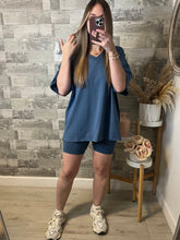 Load image into Gallery viewer, Dusty Blue Cotton &amp; Biker Shorts Set
