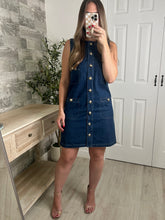 Load image into Gallery viewer, Helga Gold Button Mini Dress
