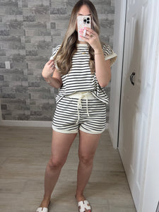 Love & Stripes Top & Shorts Set