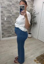 Load image into Gallery viewer, Denim Wash Elastic Wide Leg Lounge Pants
