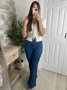 Eyelet Front Tie White Top