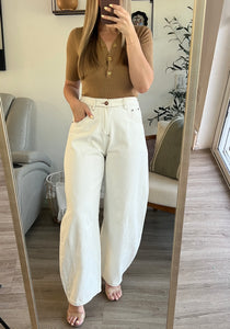 Jade Off White Barrel Jeans