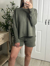 Load image into Gallery viewer, Ribbed Top &amp; Shorts Set Olive

