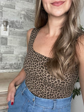 Load image into Gallery viewer, Brianna Leopard Square Neck Bodysuit
