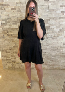 Bay Mineral Washed Comfy Romper Black