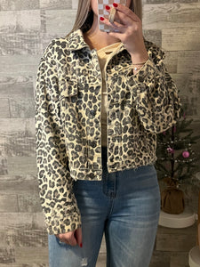 Carol Denim Jacket Cheetah Print