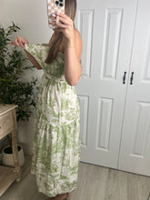 Load image into Gallery viewer, Printed Poetry Midi Dress Green
