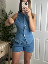 Load image into Gallery viewer, Indigo Stretch Denim Top
