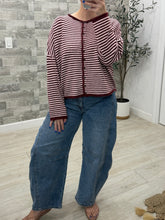 Load image into Gallery viewer, Wine of a Time Stripe Cardigan Top
