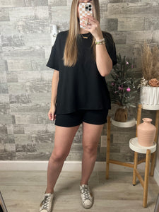 Midnight Black Top & Shorts Set