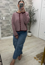 Load image into Gallery viewer, Wine of a Time Stripe Cardigan Top
