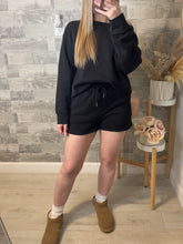 Load image into Gallery viewer, On The Go Black Sweatshirt &amp; Shorts Set
