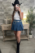 Load image into Gallery viewer, High Waisted Denim Skort
