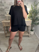 Load image into Gallery viewer, Cotton Slub Oversized Tee Black
