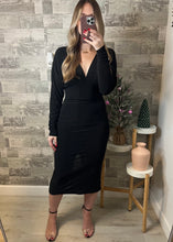 Load image into Gallery viewer, Aspen Dolman Sleeve Black Dress
