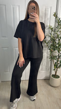 Load image into Gallery viewer, Staycation Black Top &amp; Pants Set
