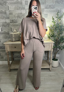 Cotton Slub Top & Pants Set Nude