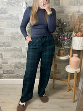 Load image into Gallery viewer, Green/Navy Plaid Pajama Pants
