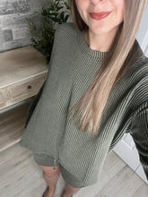 Load image into Gallery viewer, Ribbed Top &amp; Shorts Set Olive
