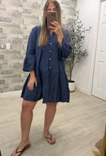 Load image into Gallery viewer, Celeste Denim Blue Linen Dress
