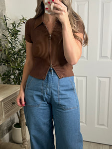 Shanequa Knit Zip Up Top