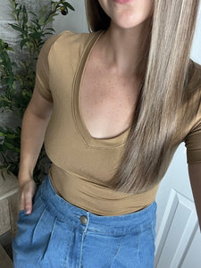 Dynamic V Neck Top Coffee
