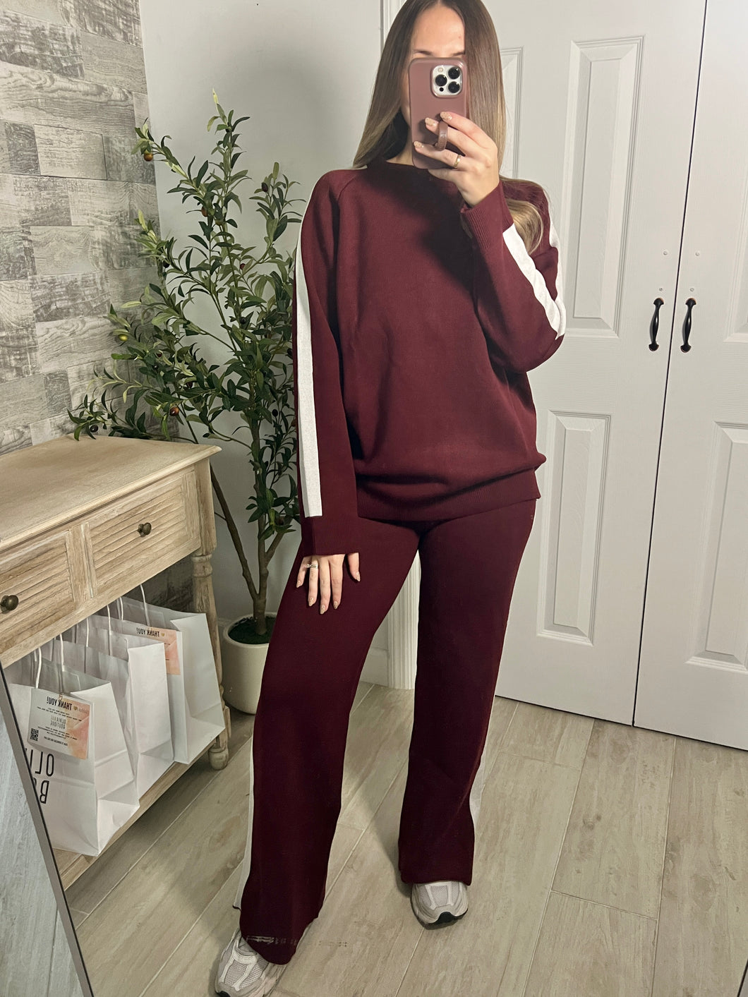 Noelle Burgundy Top & Pants Set