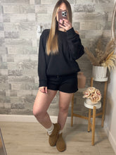 Load image into Gallery viewer, On The Go Black Sweatshirt &amp; Shorts Set
