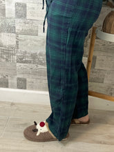 Load image into Gallery viewer, Green/Navy Plaid Pajama Pants
