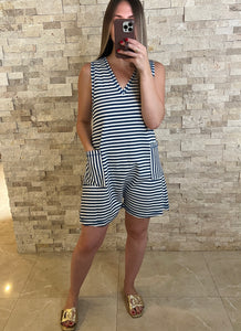 Shore Denim Striped Casual Comfy Romper