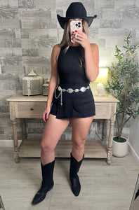 Washed Denim Black Skort