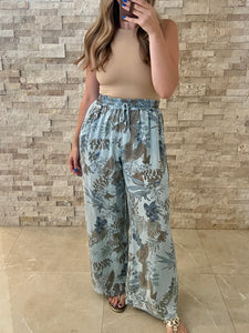Euro High Waisted Pants Floral