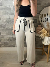 Load image into Gallery viewer, Daisy Linen Pants Nude/Black
