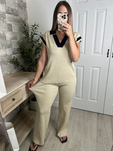 Lauren Cream/Black Top & Pants Set
