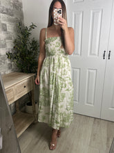 Load image into Gallery viewer, Printed Poetry Midi Dress Green
