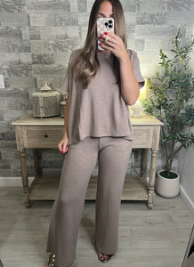 Cotton Slub Top & Pants Set Nude