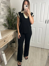 Load image into Gallery viewer, Lauren Black/Cream Top &amp; Pants Set
