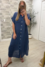 Load image into Gallery viewer, Hannah Denim Blue Linen Dress
