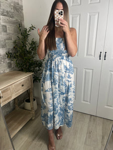 Printed Poetry Midi Dress Blue
