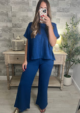 Load image into Gallery viewer, Cotton Slub Top &amp; Pants Set Blue
