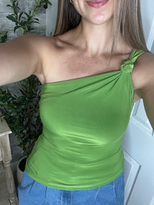 Neon Twist One Shoulder Top