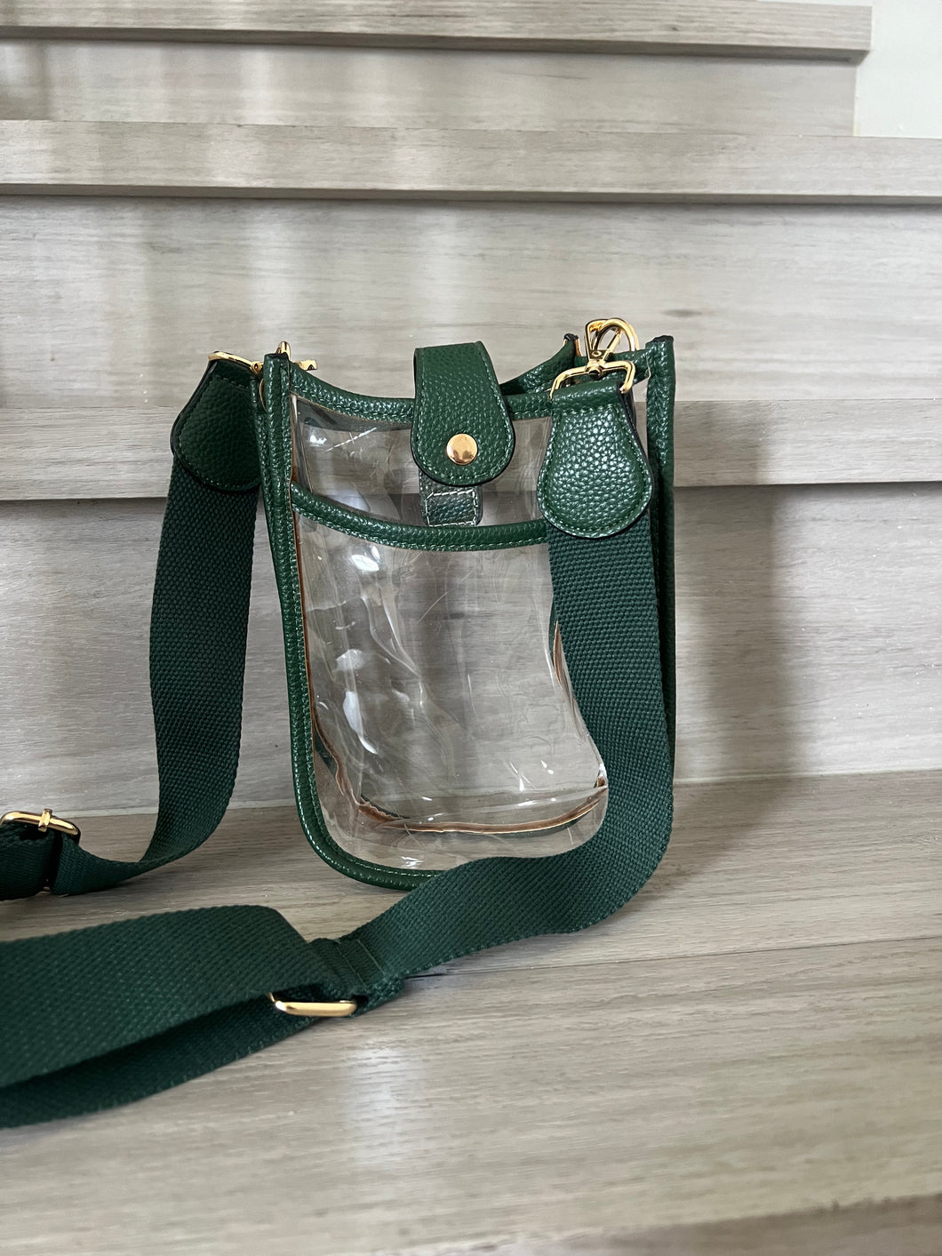 Game Day Clear Side Bag with Green Strap