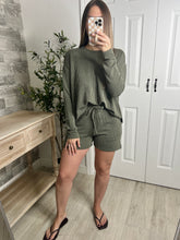 Load image into Gallery viewer, Ribbed Top &amp; Shorts Set Olive

