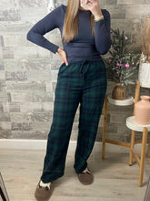 Load image into Gallery viewer, Green/Navy Plaid Pajama Pants
